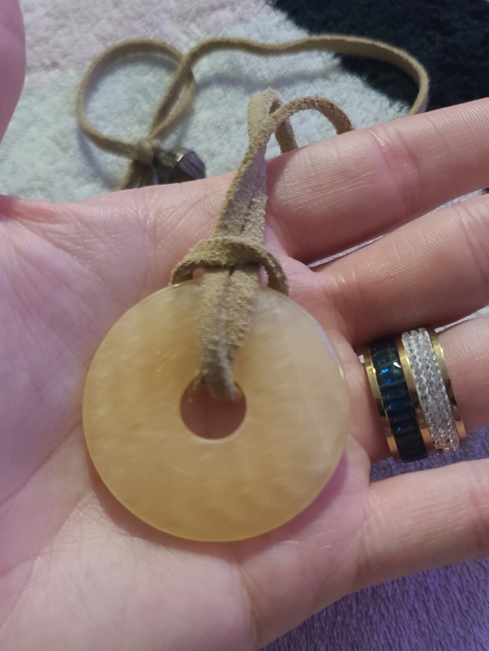 Yellow Jasper Donut Pendent - Picture 4 of 9
